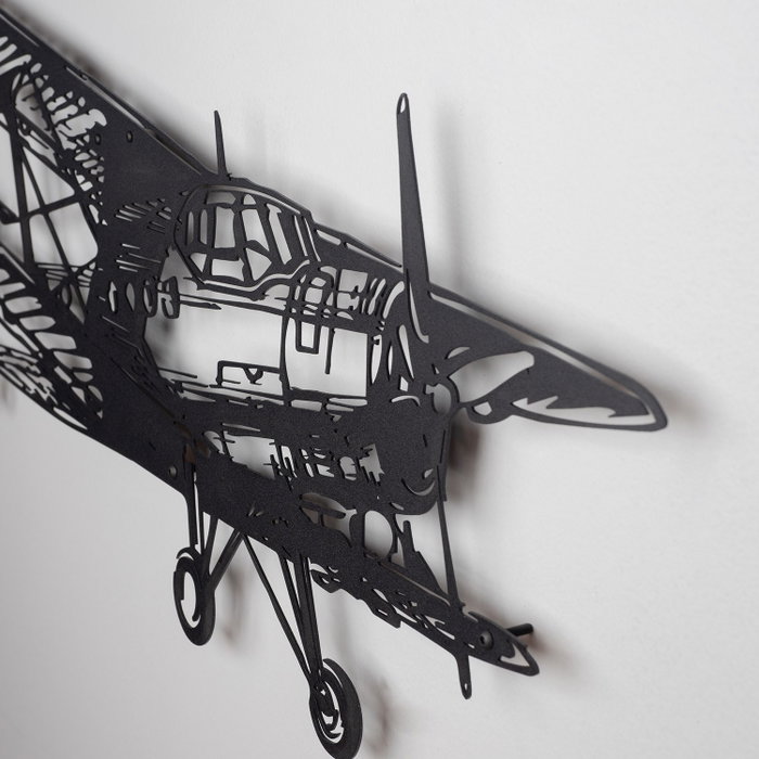 Wallity Airplane - APT322MS Escultura de Pared de Metal Negra